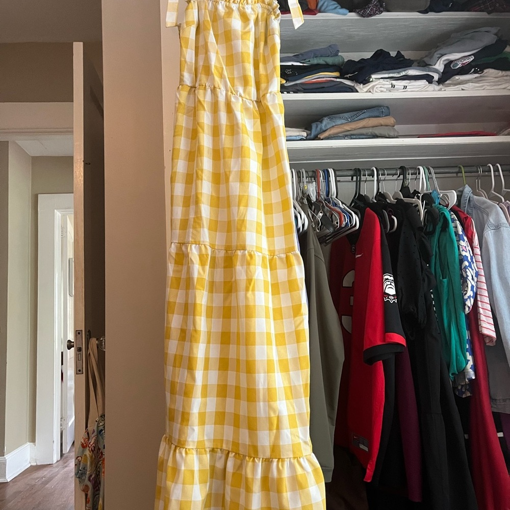 Yellow Gingham Maxi Dress